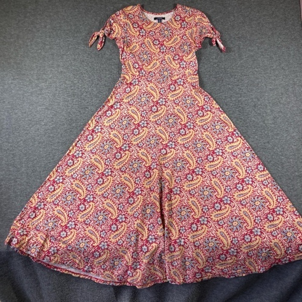 Chaps Flowy Maxi Dress‎ Womens Small Petite Paisley Fit And Flare Boho Feminine